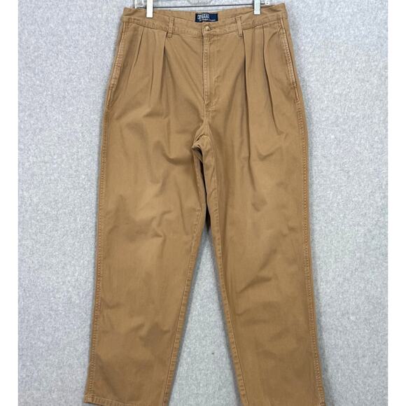 Vtg Polo Ralph Lauren Andrew Chino Pants Size 36x30 Pleated Preppy Old Money - Picture 3 of 16